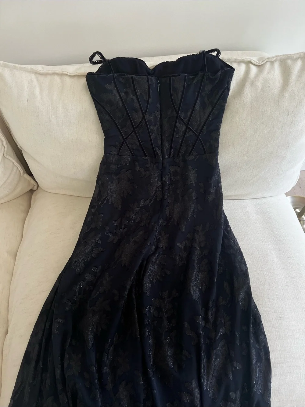 House Of Cb ESME Midnight Blue Lurex Chiffon Maxi Dress - Picture 5 of 9